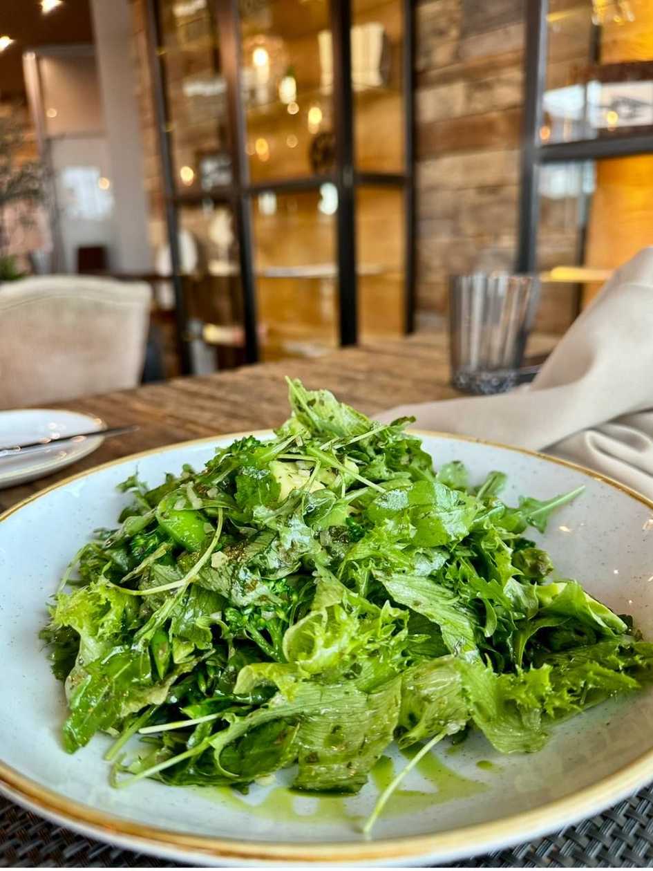 Green vegetarian salad with local vegetables