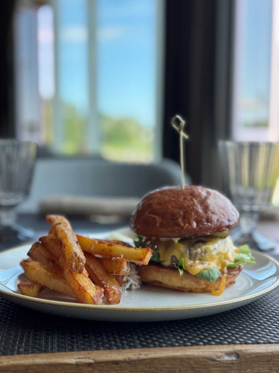 Wagyu burger with fries and cheese