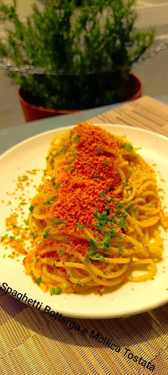 Spaghetti Anchova,Bottarga and Toasted Breadcrumbs