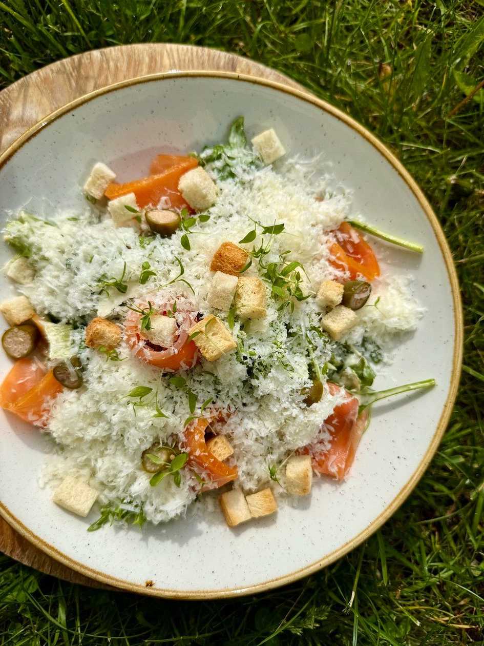 Caesar salad with smoked salmon