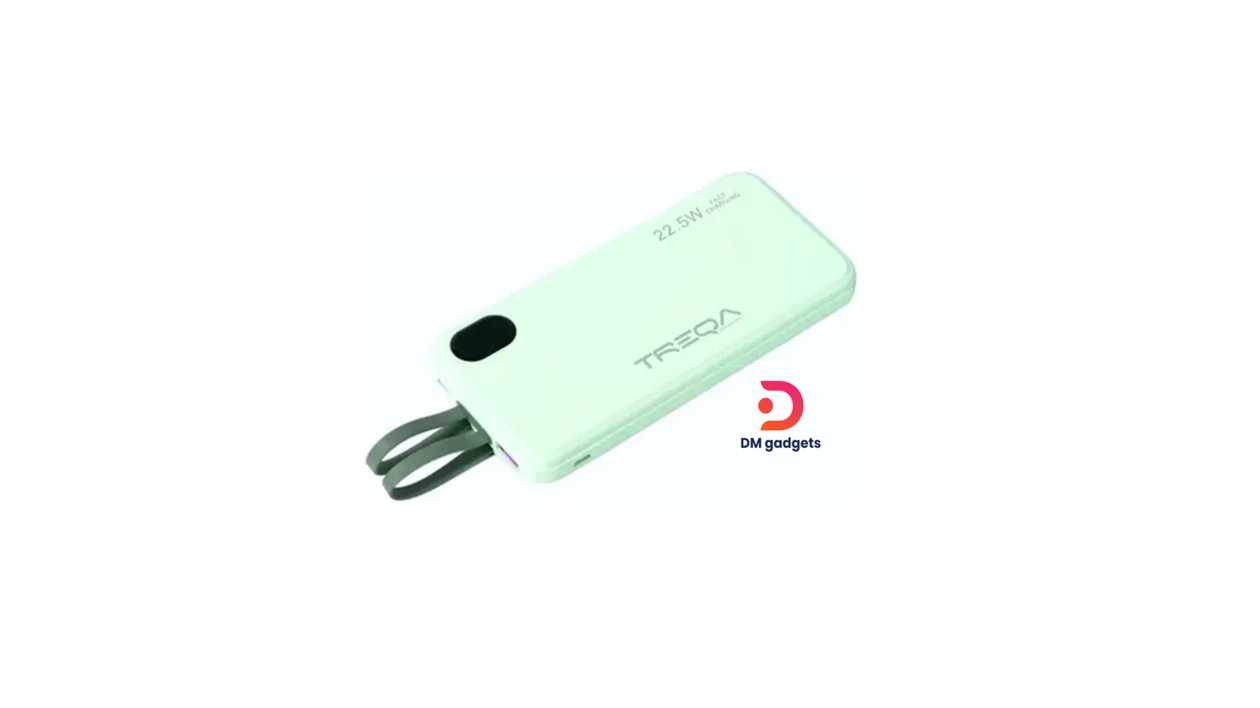 #185TT#TREQA®TR-963 Powerbank 10000Mah with Type-C and iOS cables 3.0/Led Display 22.5W-Green