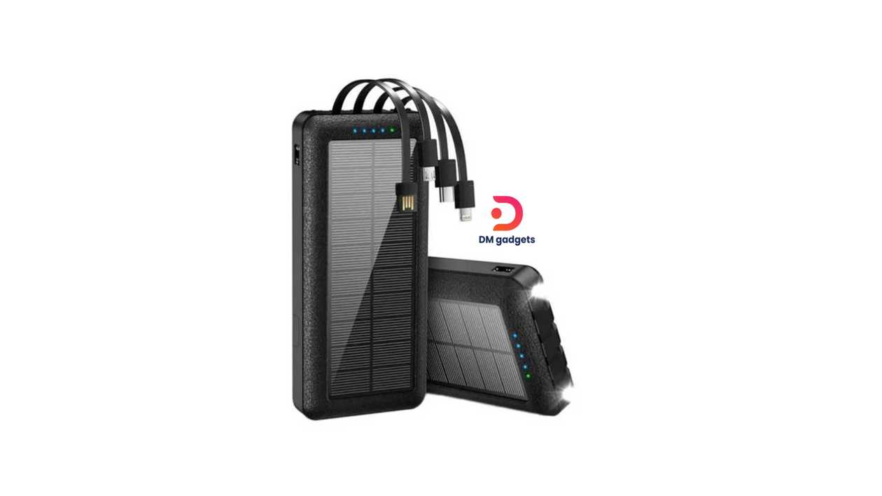 #185RR#TREQA®TR-946 Solar Power Bank 10000mAh with 4 built-in plugs -Black