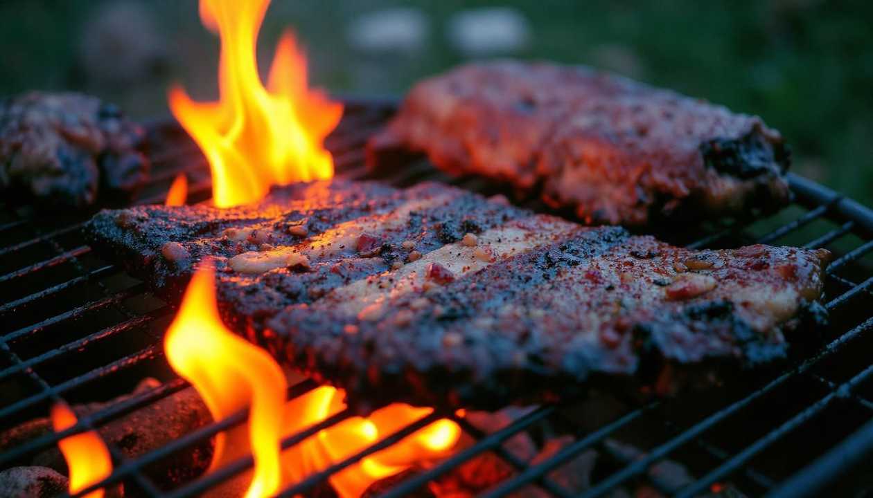 800g Na ohni grilovaná marinovaná vepřová žebra pro dva + 1l  Březňák + 0,3 sklenička
