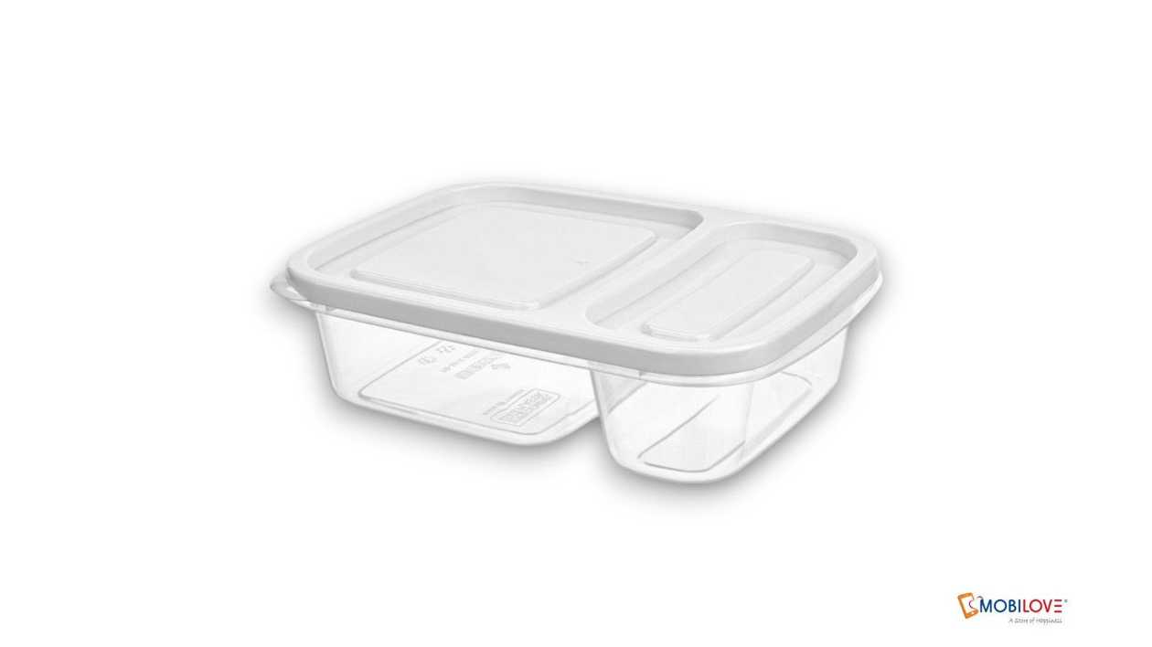 Rectangular plastic storage container, 3 compartments, 1111111111291