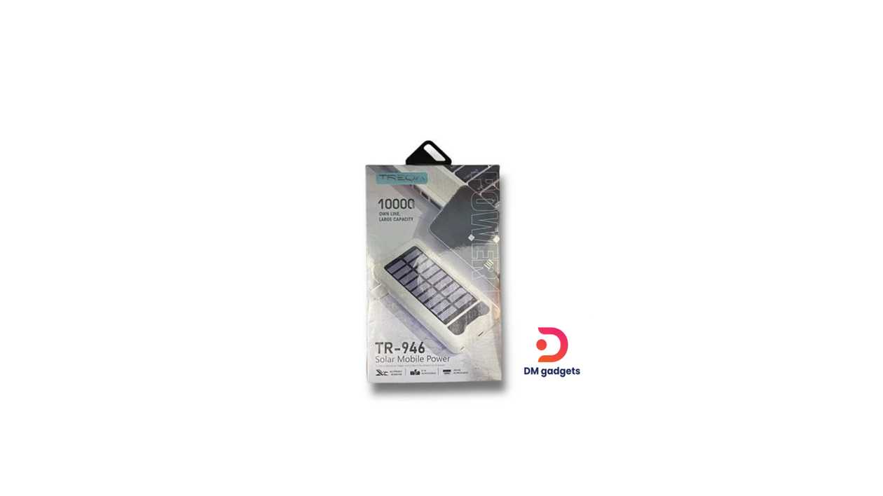 #185RS#TREQA®TR-946 Solar Power Bank 10000mAh with 4 built-in plugs -White