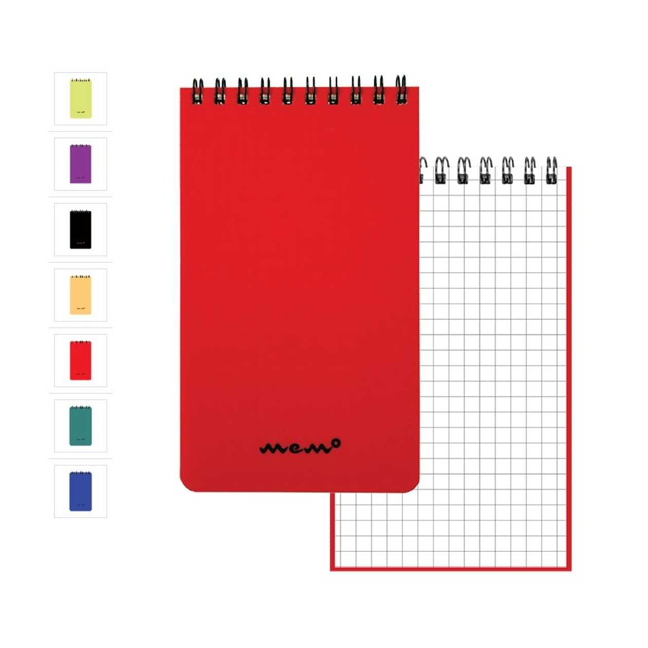 Notebook A6 60 l 5x5 Square Memo, Spiral Binding, Landscape, Colored Plastic Covers