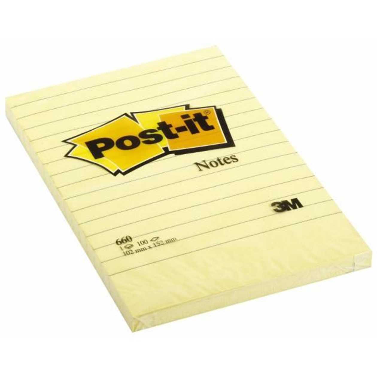 Self-Adhesive Note Paper Post-It 660 Yellow Lined, 102x152 mm (pack of 100 l.)