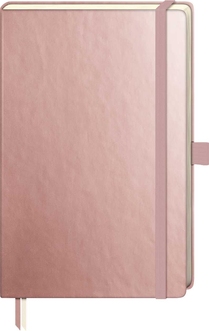 Notebook A5, Metallic Pink/Gold, with Metallic Pink/Gold grid, Rubber Fastening, Brunnen, germany