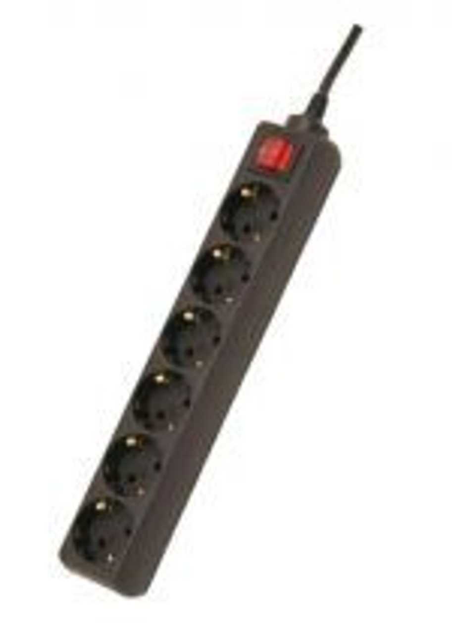 Extension Cord 1.5 Meters 6 Sockets, Black, with grounding, with Switch, Acuma