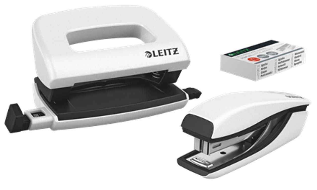 Stapler & Hole Punch Set, Mini Wow, 10 Sheets, Metallic Pearl White (no. 10 Staples)