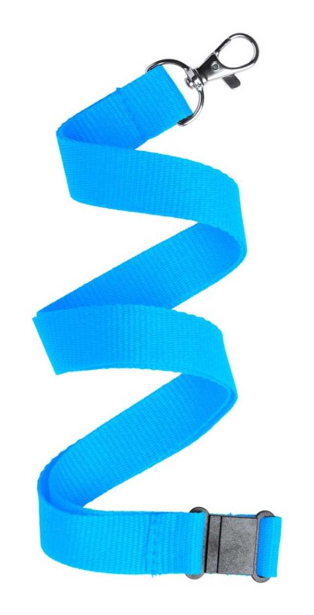 Lanyard Kappin 20X500 mm with Carabiner And Safety Fastening, Light Blue Colour