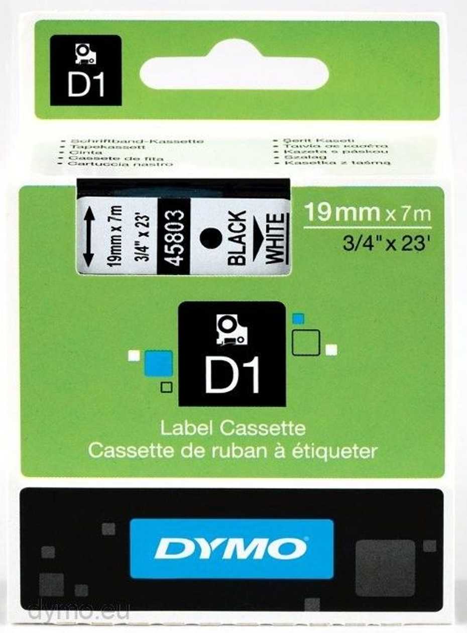 Adhesive Tape Dymo 19mm, Black/white D1 Tape 45803 White/black 7m