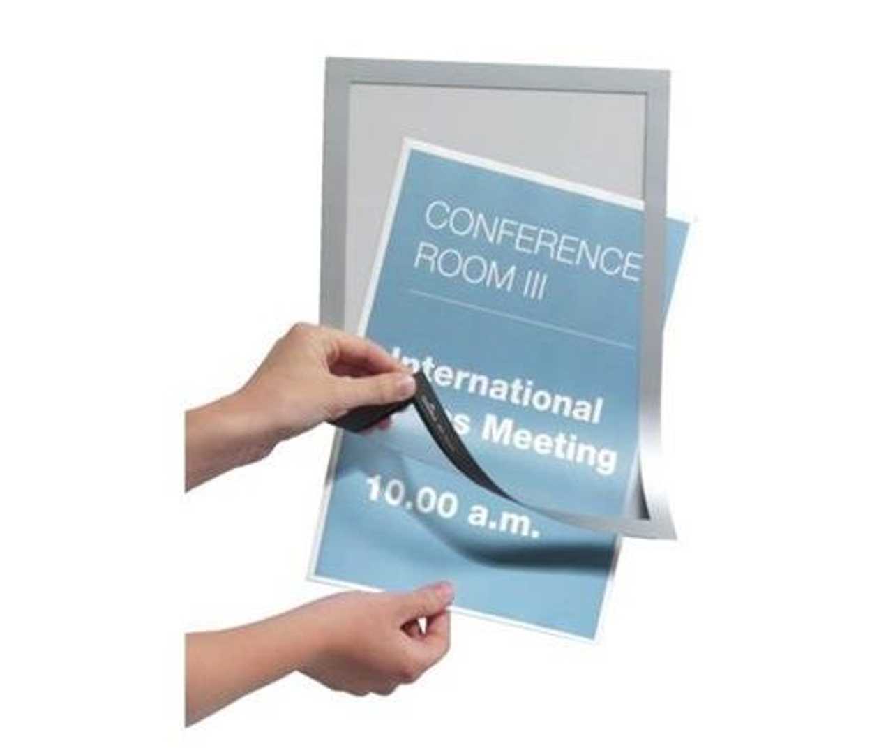 Magnetic Frame Duraframe A4 Self-Adhesive 4872-03 Durable, Silver Frame, 2 pcs./p kg..