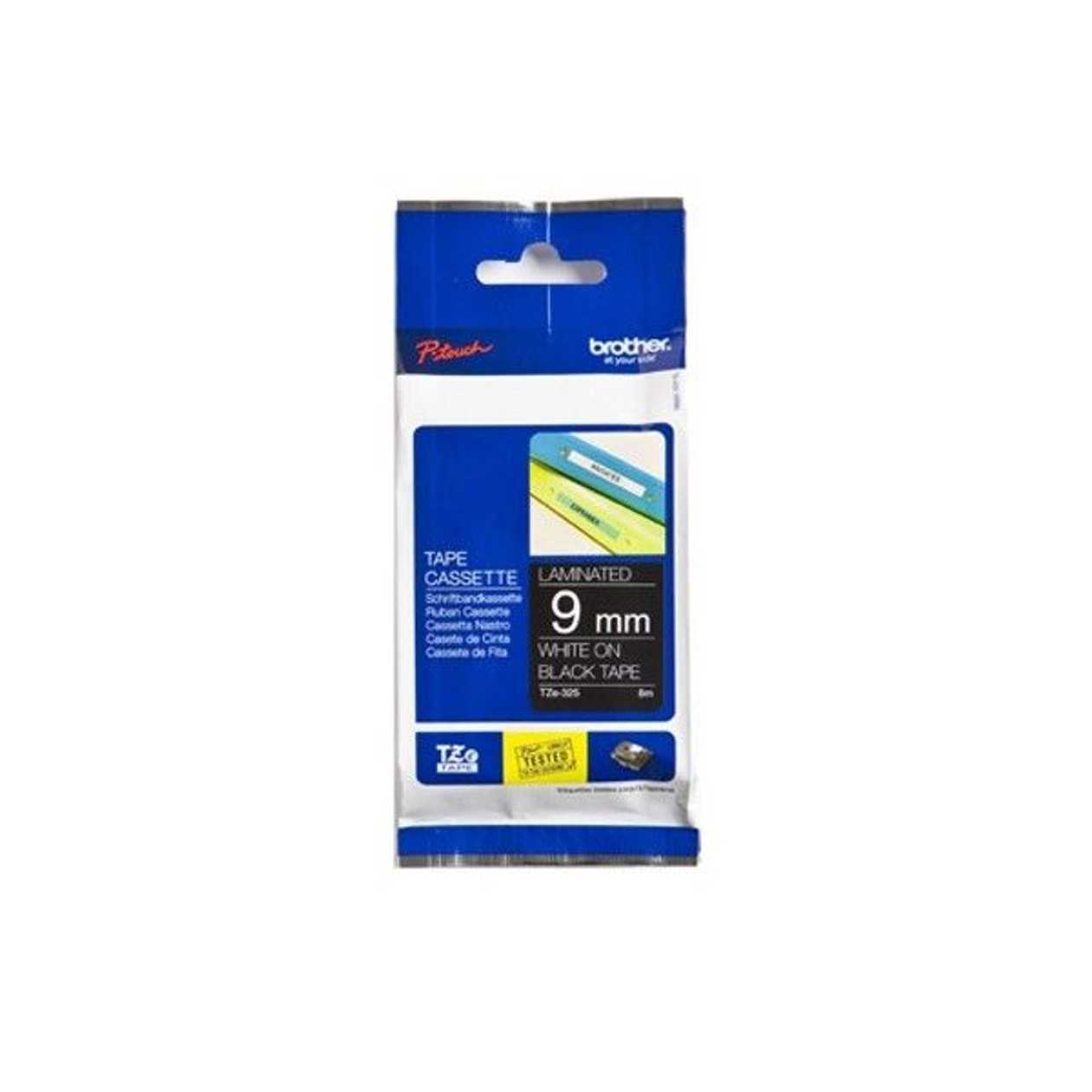 Adhesive Tape Brother Tze-325 Black, White Text, Width 9mm