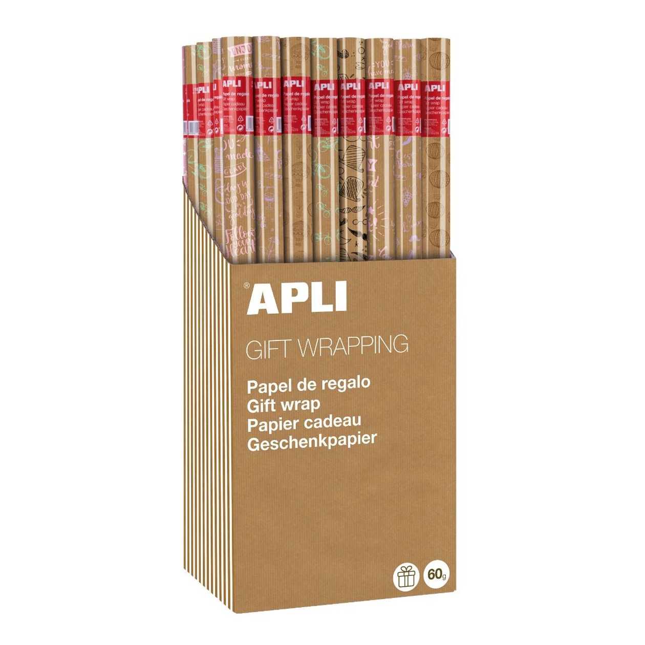 Wrapping Paper Kraft Fun, 60 gsm, 70 c mx2m, Assortment of 5 Different, Apli