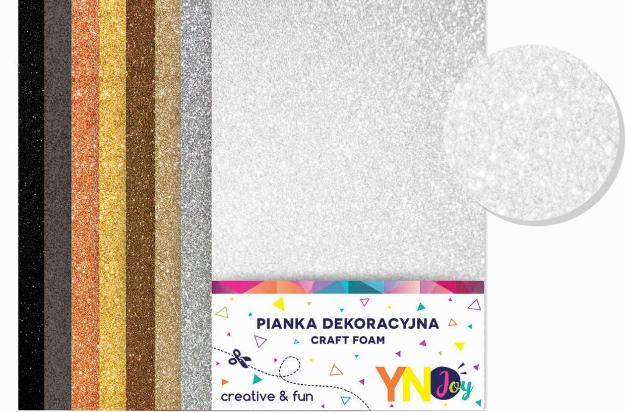 Handicraft Foam glitter glam 019 A4 Set 8 Colours, Thickness 2 mm, Interdruk