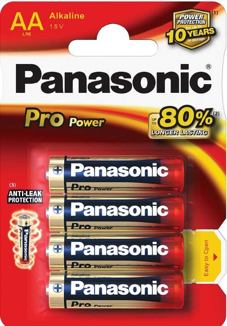 Batteries Panasonic Pro Power gold Aa Lr6ppg/4b 4 Batteries, For Devices With Higher Current Consumption