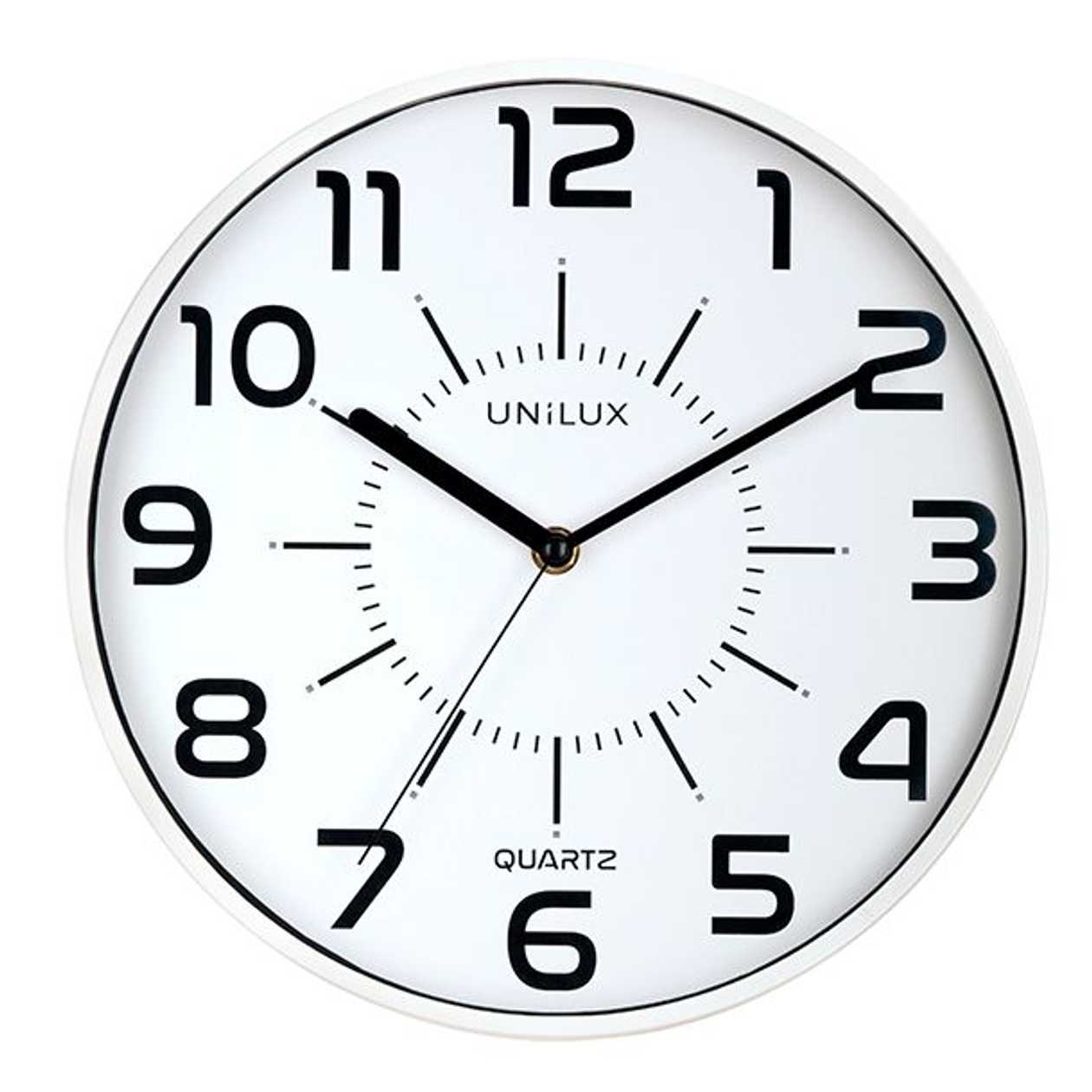 Wall Clock Unilux Pop, Silent, White Border; D-28 cm/ with Battery