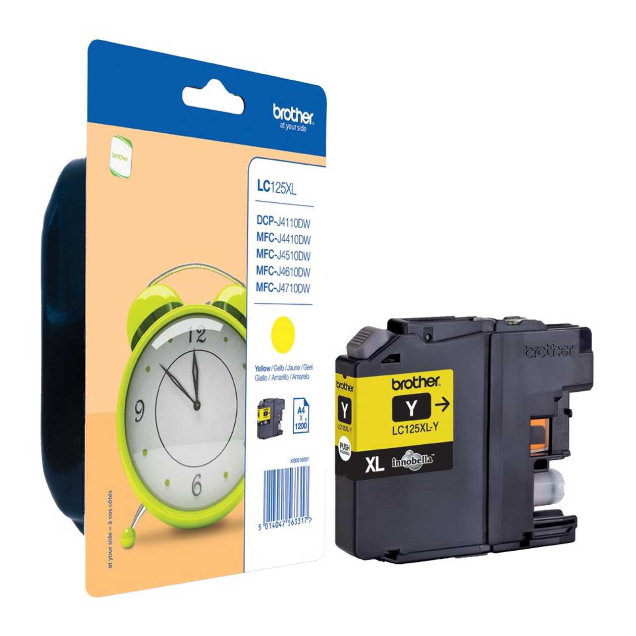 Ink Brother Lc125xly Yellow 1200 Sheets@5% Dcp J4110dw, Mfc J4510dw, J4710dw, J6520dw, J6720dw, J6920dw