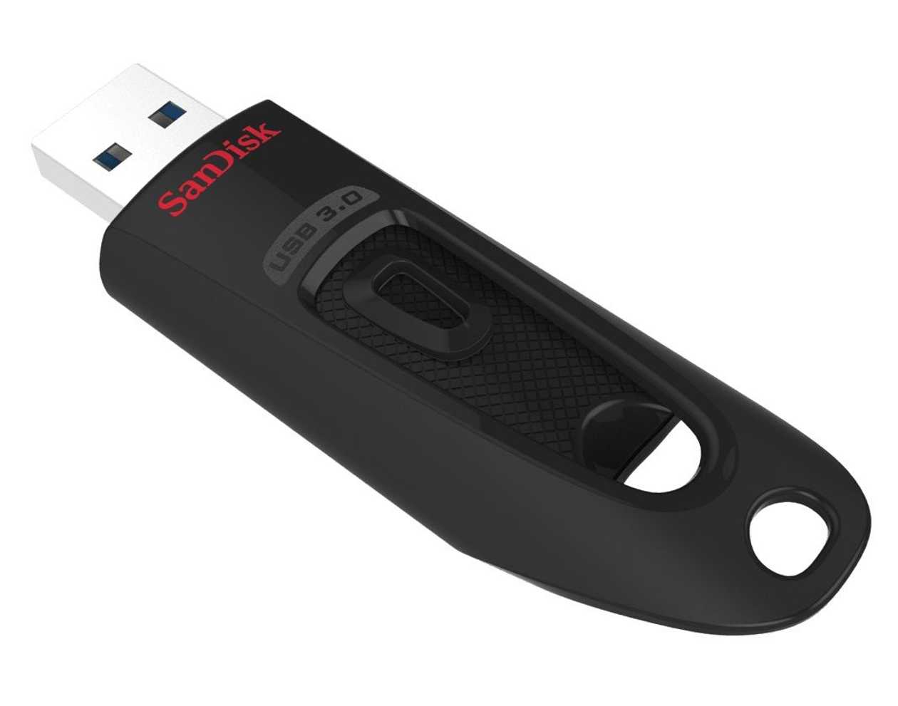 USB Port Sandisk Cruzer Ultra 128gb USB3.0 (100 mb/s Read), 128-bit Aes, Sliding Connector, Strap Hole