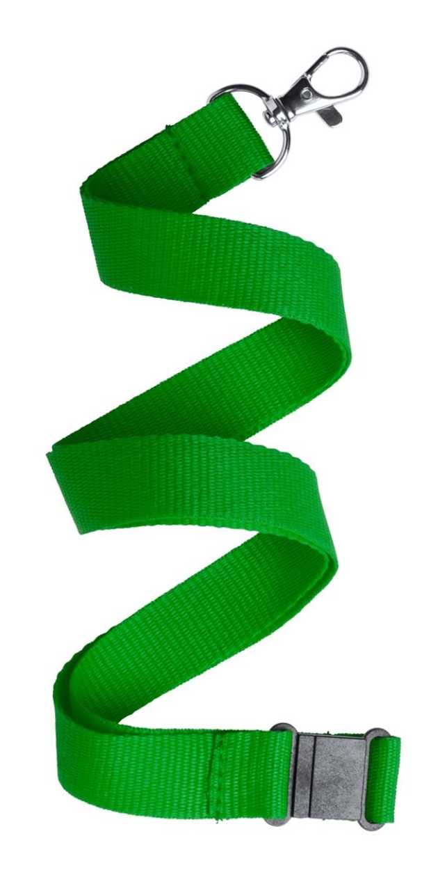 Lanyard Kappin 20X500 mm with Carabiner And Safety Fastening, green