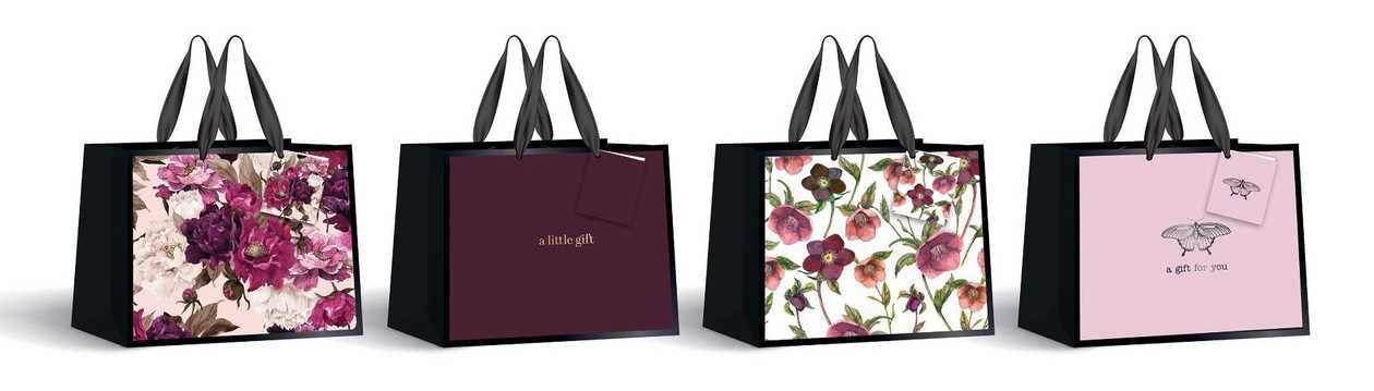 Gift Bag Gold with Ribbons 32,5X13,X26 cm, Assorted, Interdruk