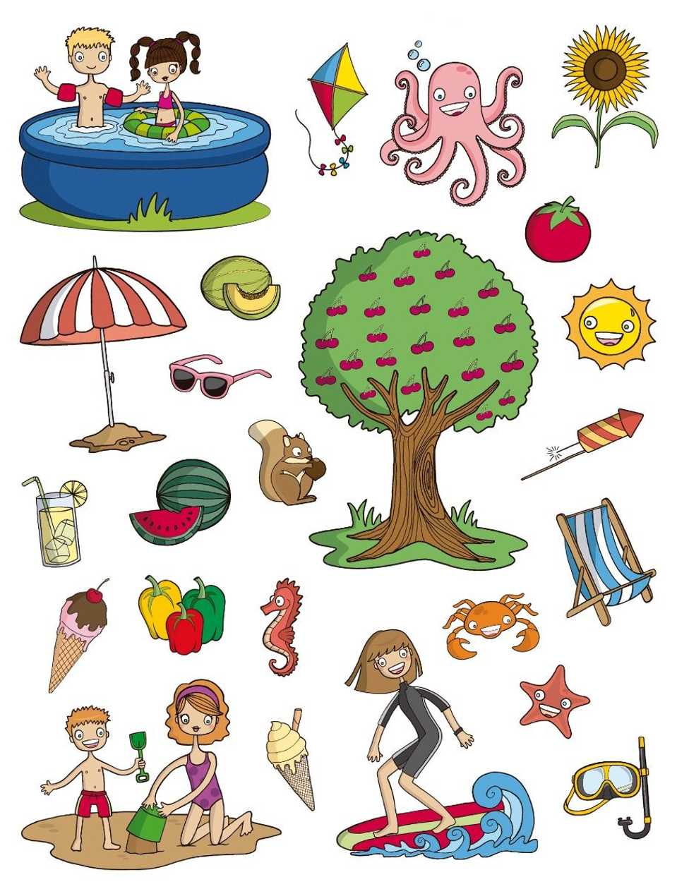 Educational Stickers Summer, Removable, 288 Pcs, Apli