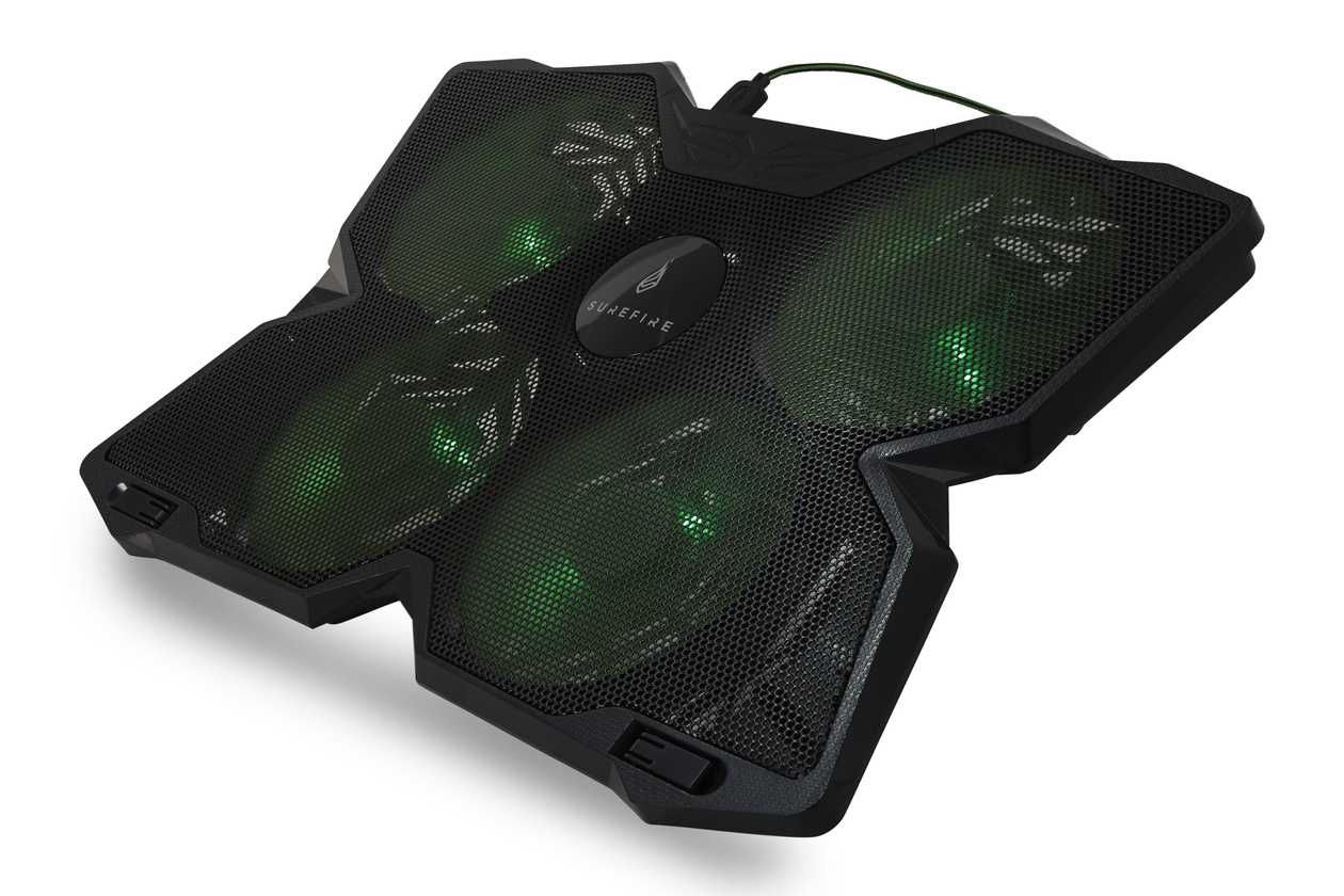 Laptop Cooling Pad Surefire Bora, Up To 17", 4X120 mm Variable Speed Fans, USB Power, USB Output, green Led Light