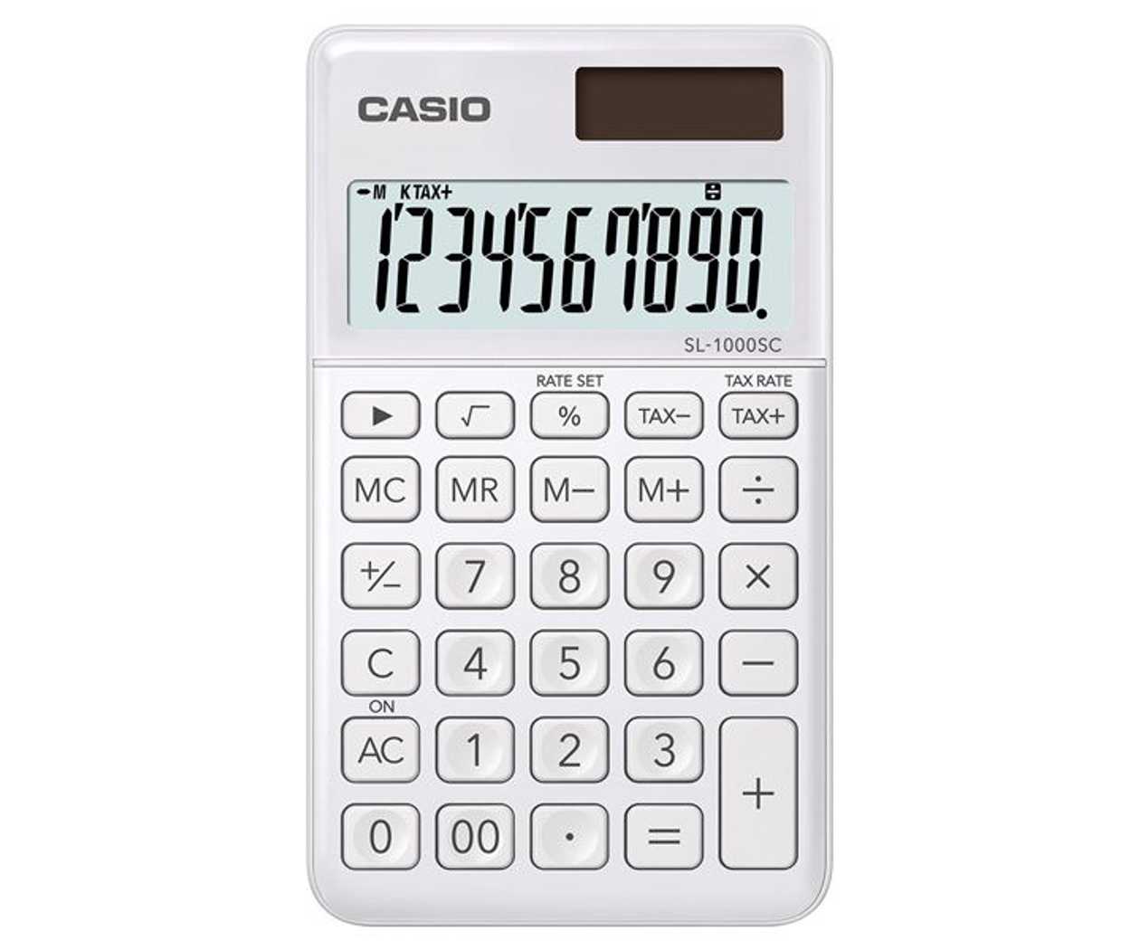 Pocket Calculator Casio Sl-1000Sc-We White/White - 10 Digits, Standard And Solar Battery, 55 g, 9X71X120 mm, Casio Logic