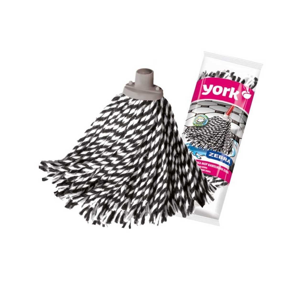 Spare Mop York Zebra (cotton Fringe, Machine Washable, Black And White)