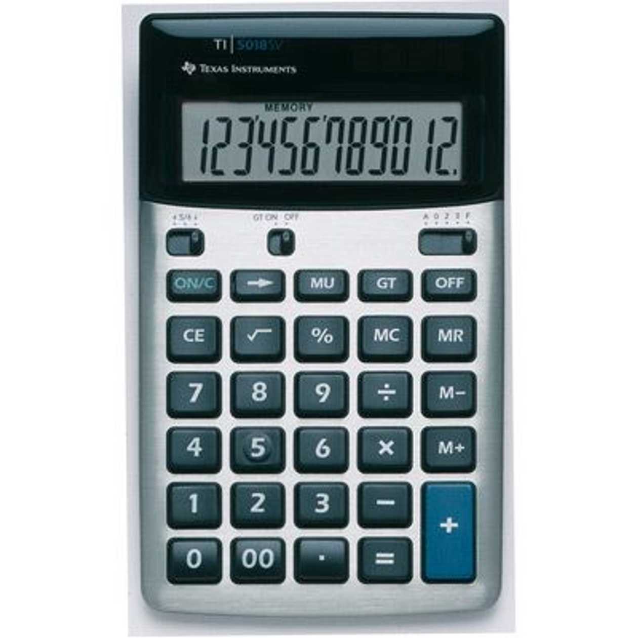 Desk Calculator Ti-5018 Sv 12 Digits, Solar And Conventional Battery, Memory, gt, Markup