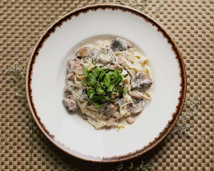 Tagliatelle with Mushrooms and Pancetta
