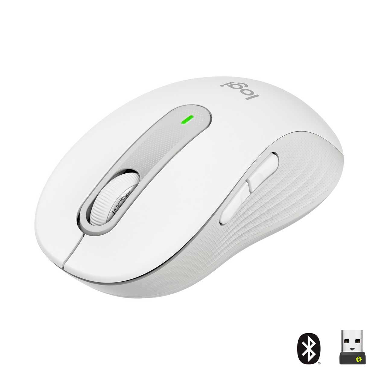 Mouse Logitech Signature M650 Wireless Mouse - Off-White / White, 5-Button, Bluetooth, 2.4 ghz - Logitech Logi Bolt USB Receiver