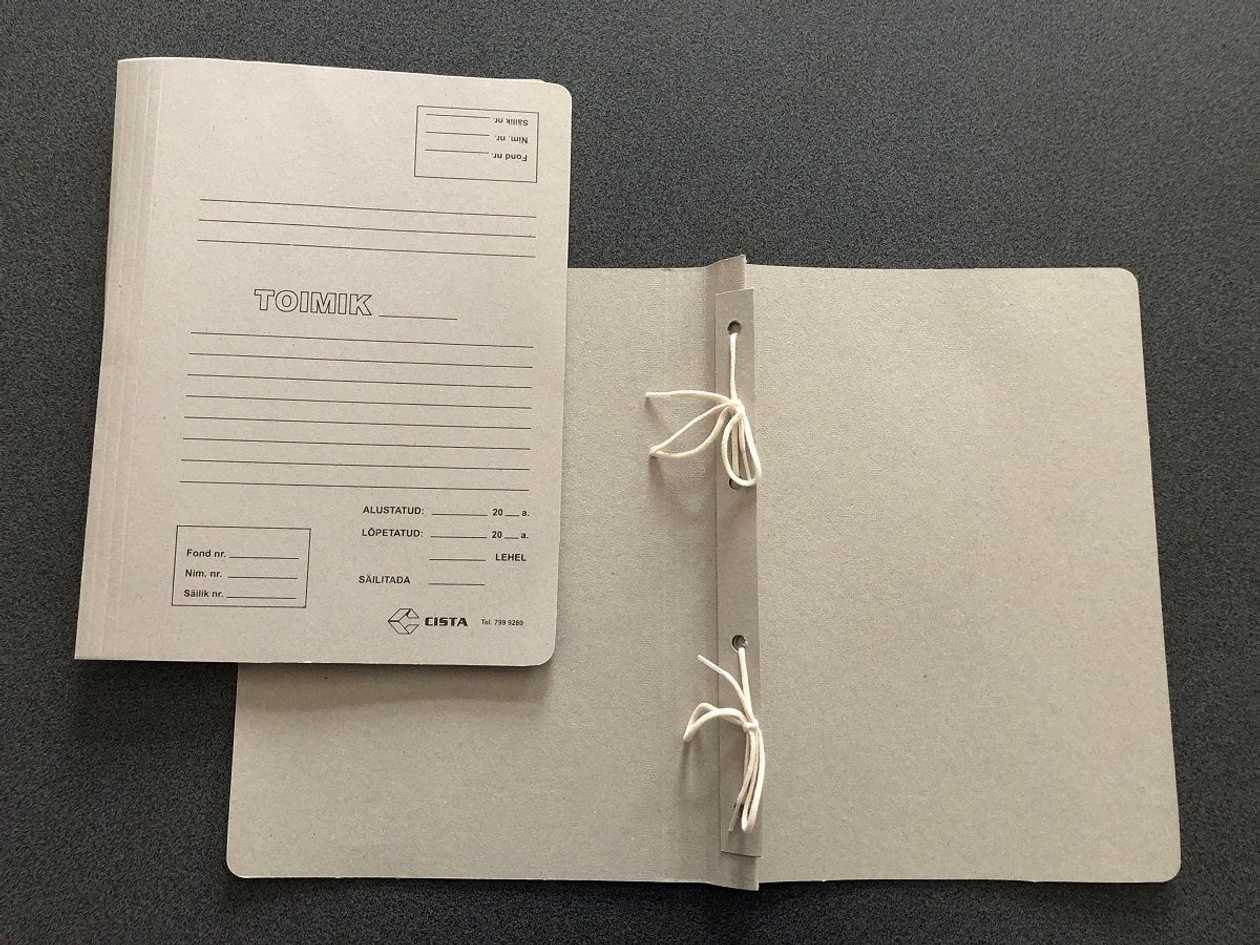 File Covers with A4 Print, 2 Ribbons, gray, Unglued (reinforced Back), (4 Holes)