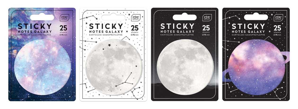 Note Paper Self-Adhesive galaxy, 25 Sheets, Assorted, Interdruk