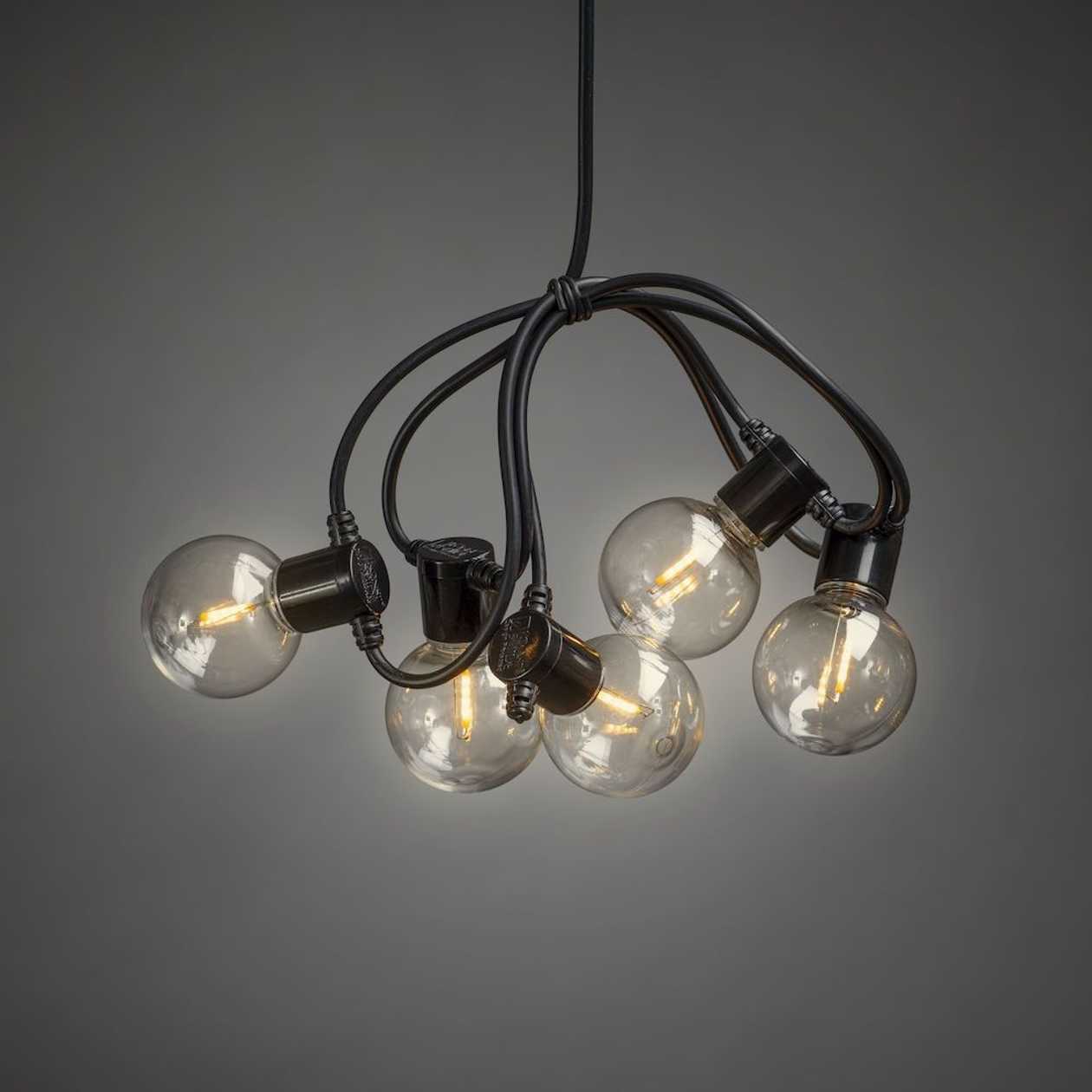 Light Set 10 Amber Led Bulbs E14, 225 cm With Bulbs + 300 cm Black Cable, 6h Timer, Add Batteries 4xaa / Outdoor And Indoor