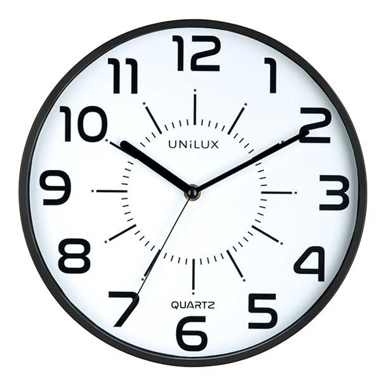 Wall Clock Unilux Pop, Quiet, Black Edge; D-28 cm/ with Battery