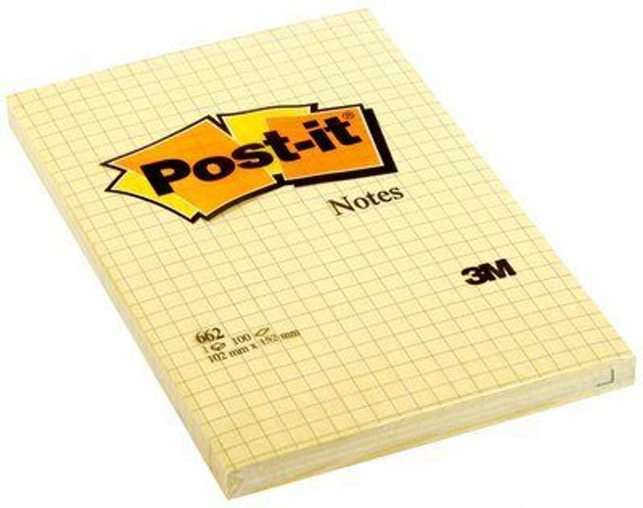 Note Paper Self-Adhesive Post-It 662 Yellow Checkered 102x152 mm (pack of 100 l.)