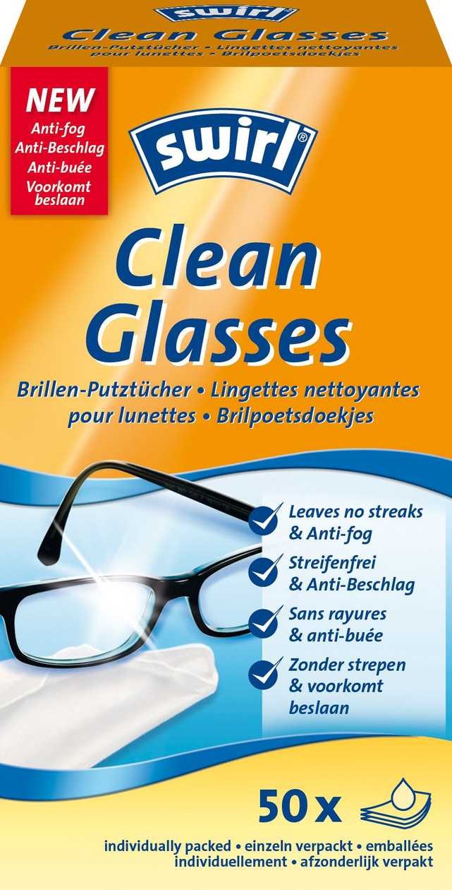 Eyewear Cleaning Wipes Swirl 50 pcs. Single + Mist Protection
