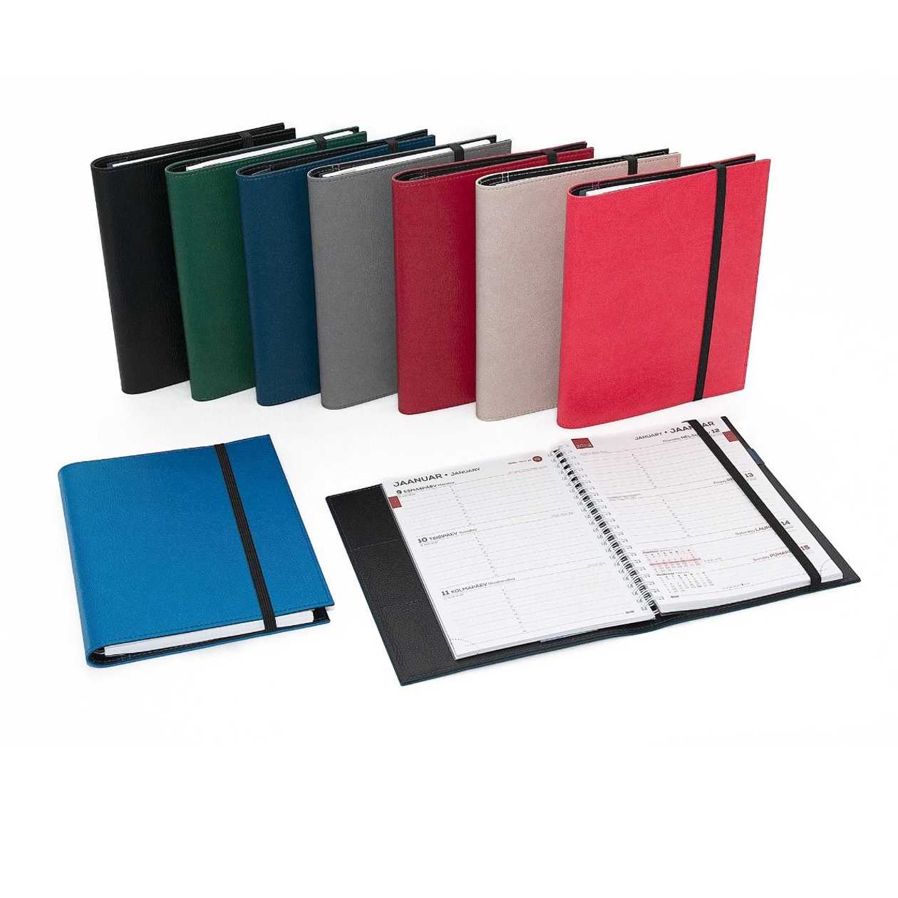 Book Calendar Minister Flex Coral Red Week H 18 Months From July 2021, Spiral Binding, Rubber Strap A5