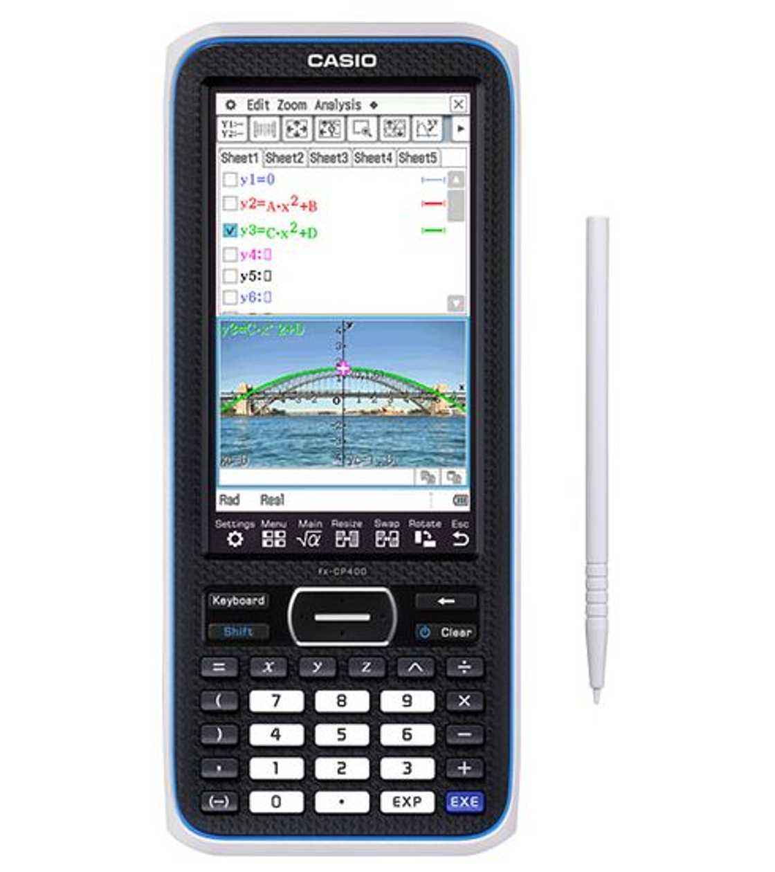Casio Fx-Cp400 Classpad Ii graphing Calculator, Touchscreen,Cas, 3D graphing, USB Connection (C-Lab/Pc), Python Programming, 4Xaaa