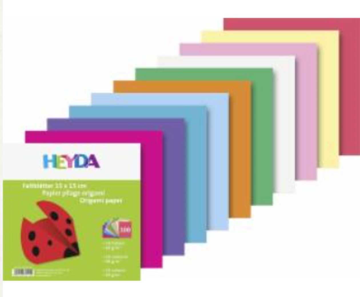 Origami Paper 15x15 cm 10 Colorsx10 Sheets In A Pack, 60 g/m2, Heyda