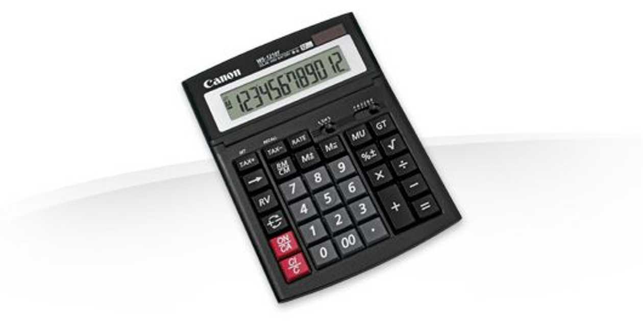 Desk Calculator Canon Ws-1210t 12-digit, Solar And Conventional Battery, Black, Tilting Screen