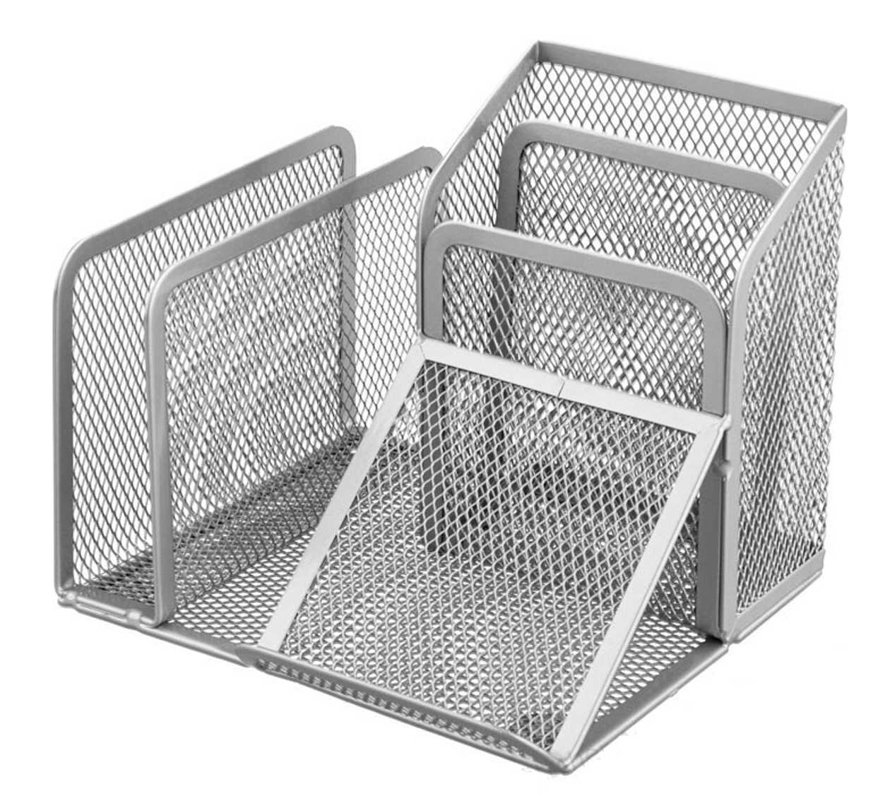 Stationery Stand Wedo office 15.8x14.5x13.5 cm, Silver Metal Mesh