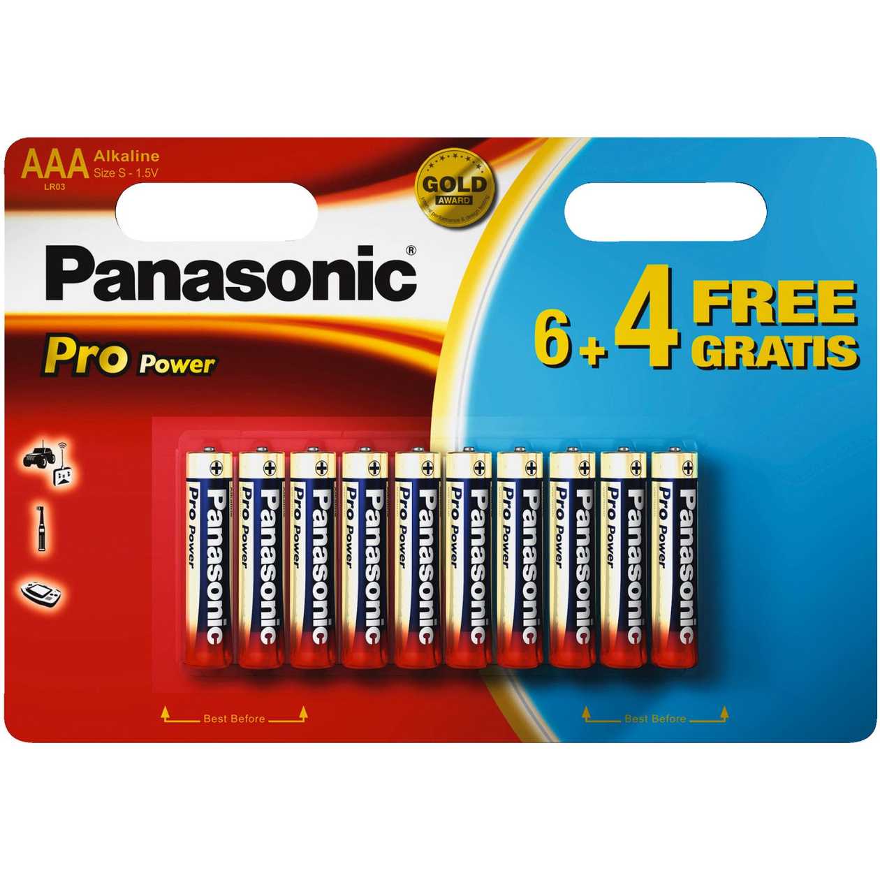 Batteries Panasonic Pro Power gold Aaa Lr03ppg/10b, 10pcs Aaa Batteries (6pcs + 4pcs Free)