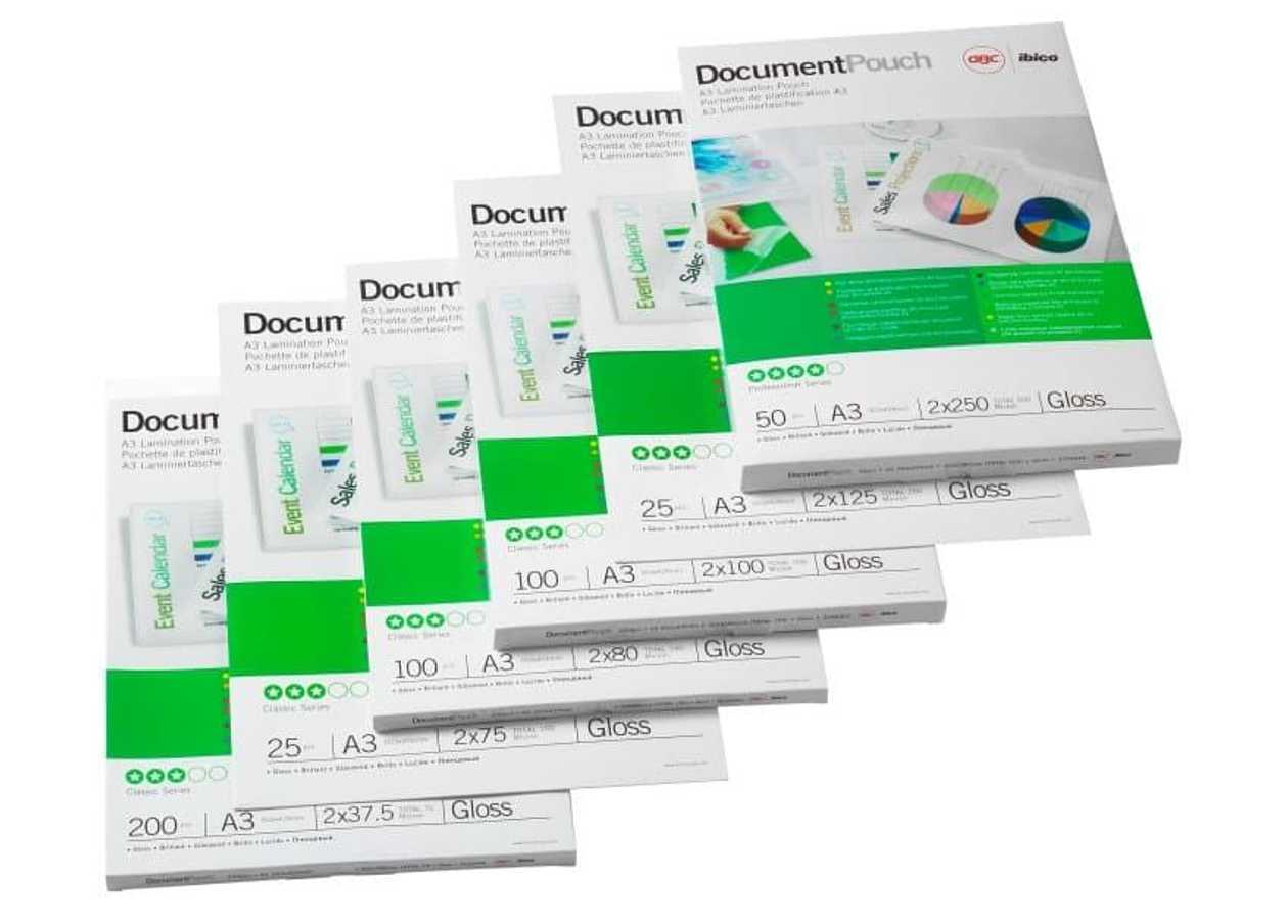 Laminating Film with Adhesive Back A3 125Mic (100 Films Per Pack) Micron gloss