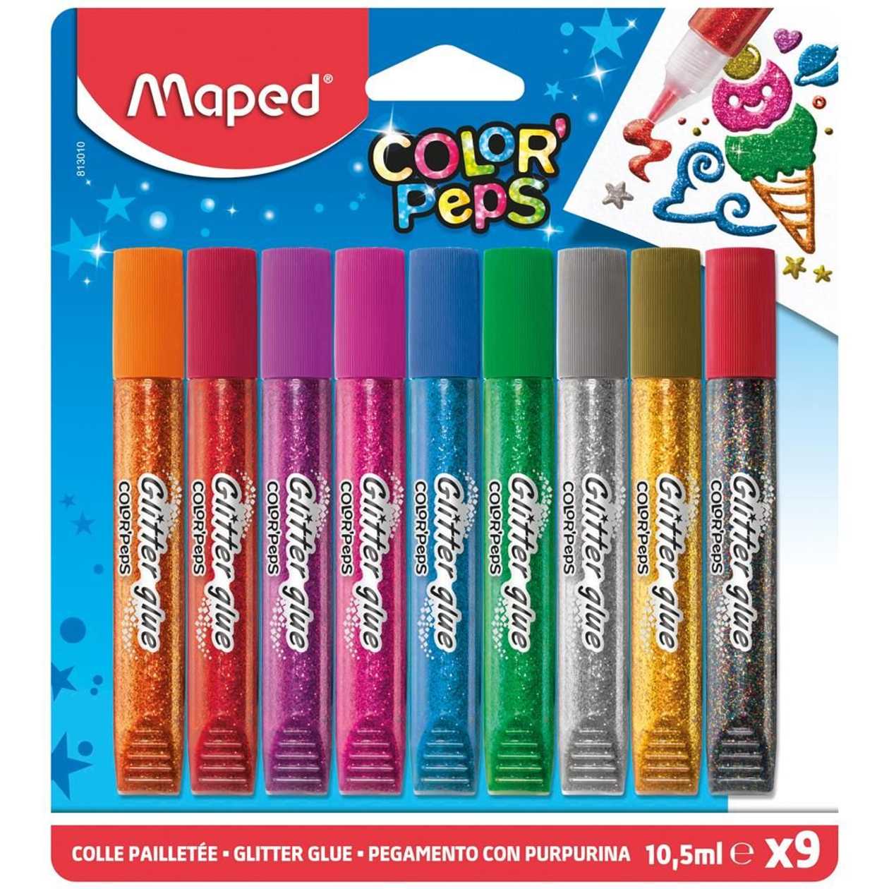 Glitter glue 9x10.5 ml, Maped