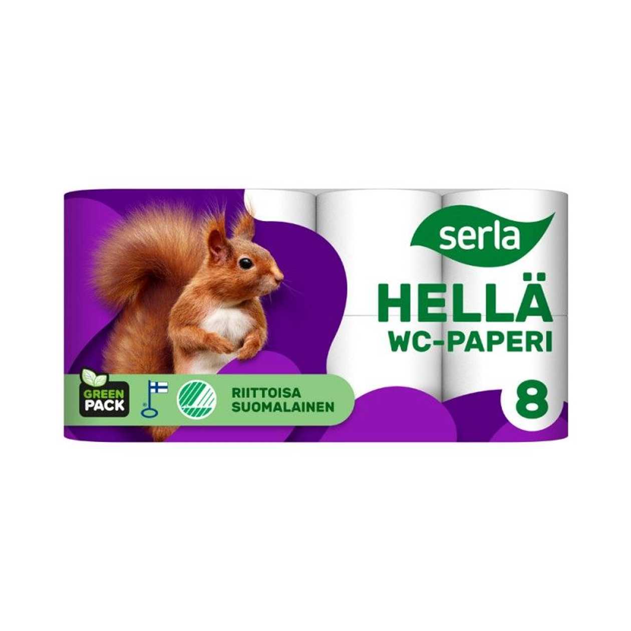 Toilet Paper Serla Hellä White, 3-ply, 8 Rolls/p kg., 19m/roll