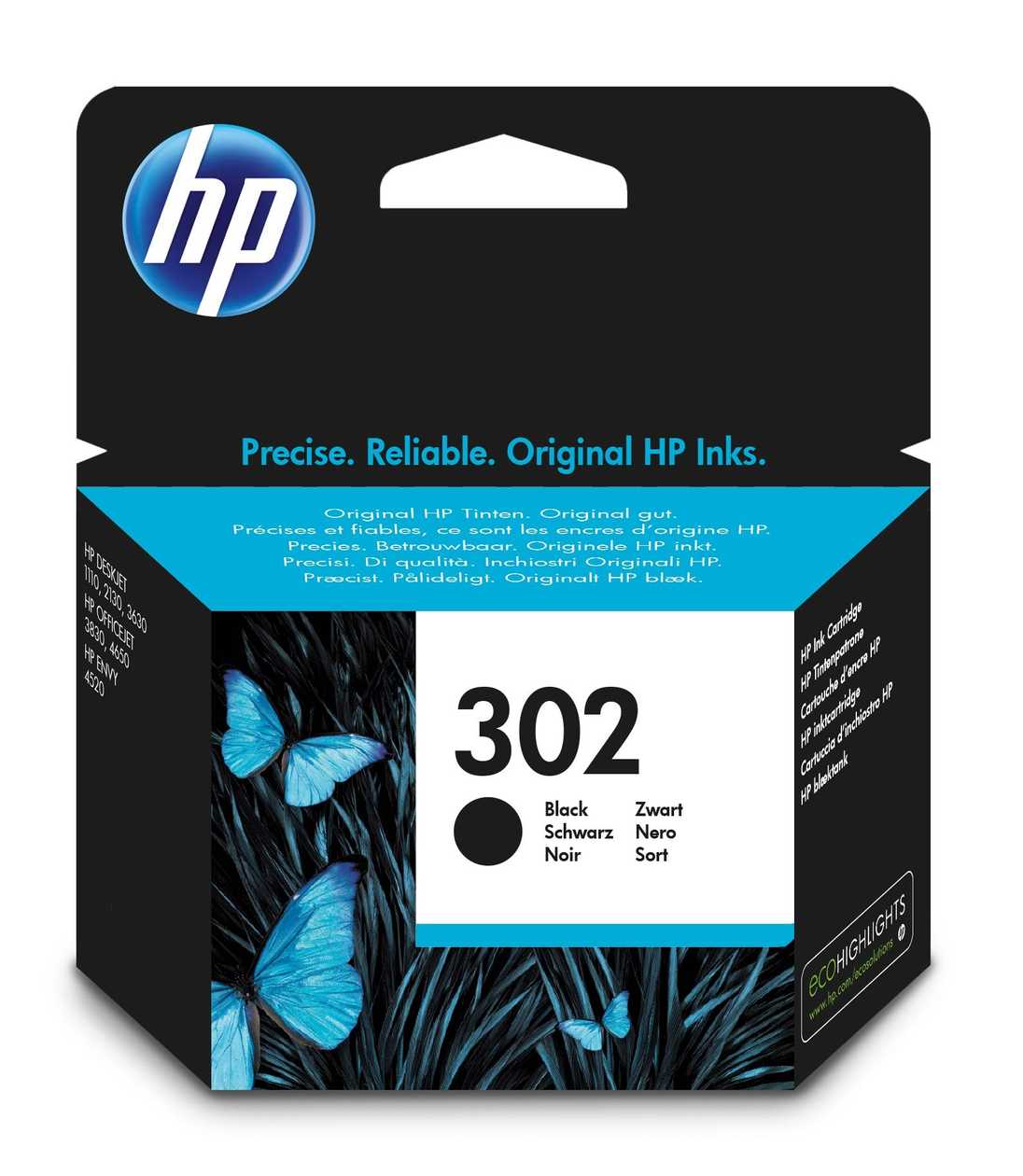 Tint Hp F6u66ae No302 Black, Small Black 190 Lk Deskjet 1110,2130/3630, Envy 4520/4522, Officejet 3830/4650
