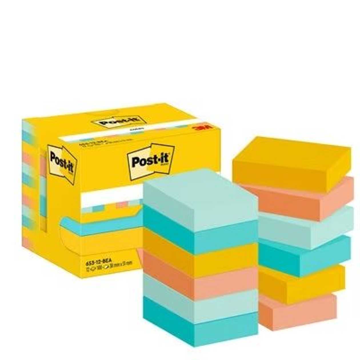Self-Adhesive Notepaper Post-It 653 Beachside 38X51 mm (Pack Of 12X100L.)